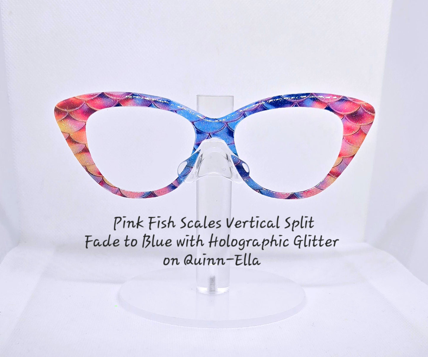 Pink to Blue Fish Scales Vertical Split