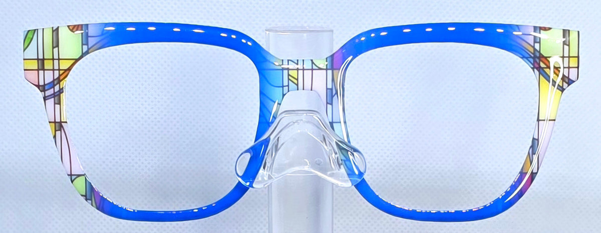 Stained Glass Double Vertical Fade to Royal Blue