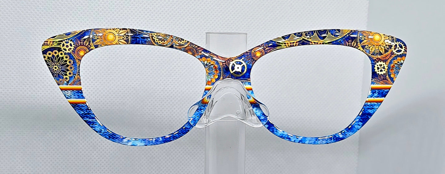 Blue & Gold Steampunk with Gold Stripe Split with Tye Dye