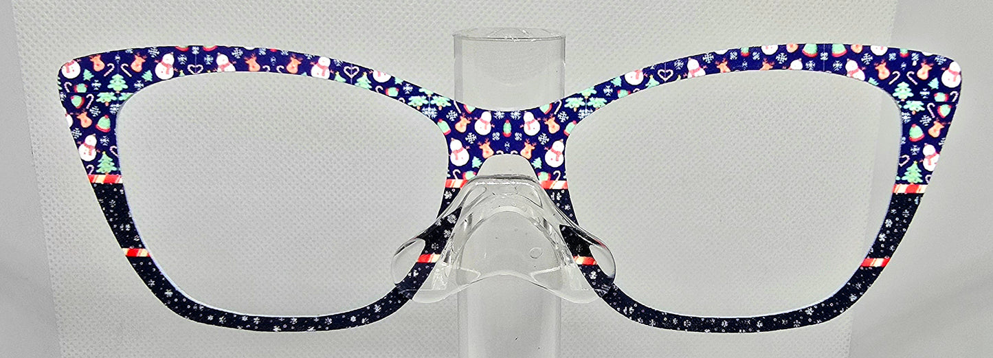 Snowman & Candy Cane Navy Split