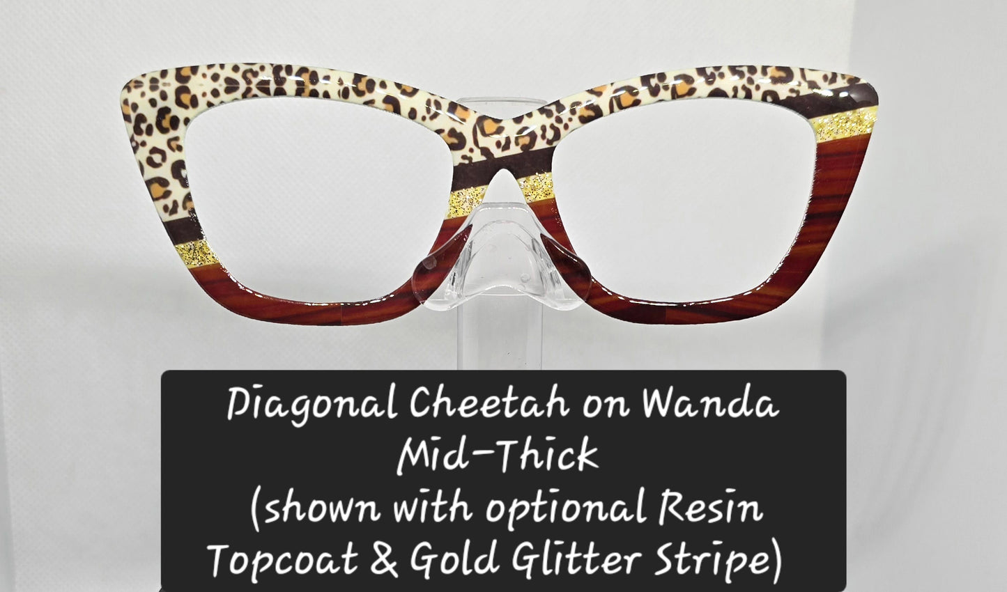 Diagonal Cheetah Black & Gold Split (the glitter stripe is printed on the Standard finish. ) Gold Glitter is an additional charge)