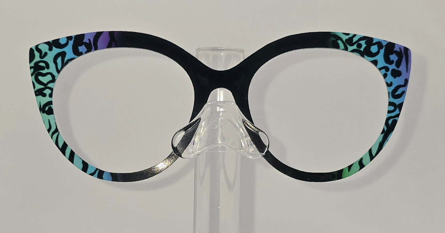 Multicolored Rainbow Animal Print with Black Vertical Split