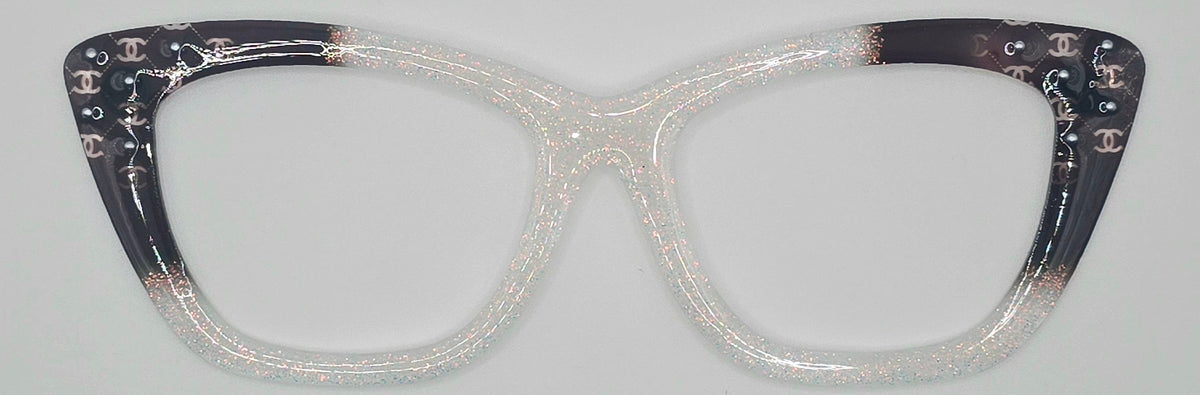 Chanel Inspired Corners Fade to Aurora Glitter