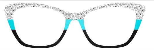 Black & White Flowers with Horizontal Color Block