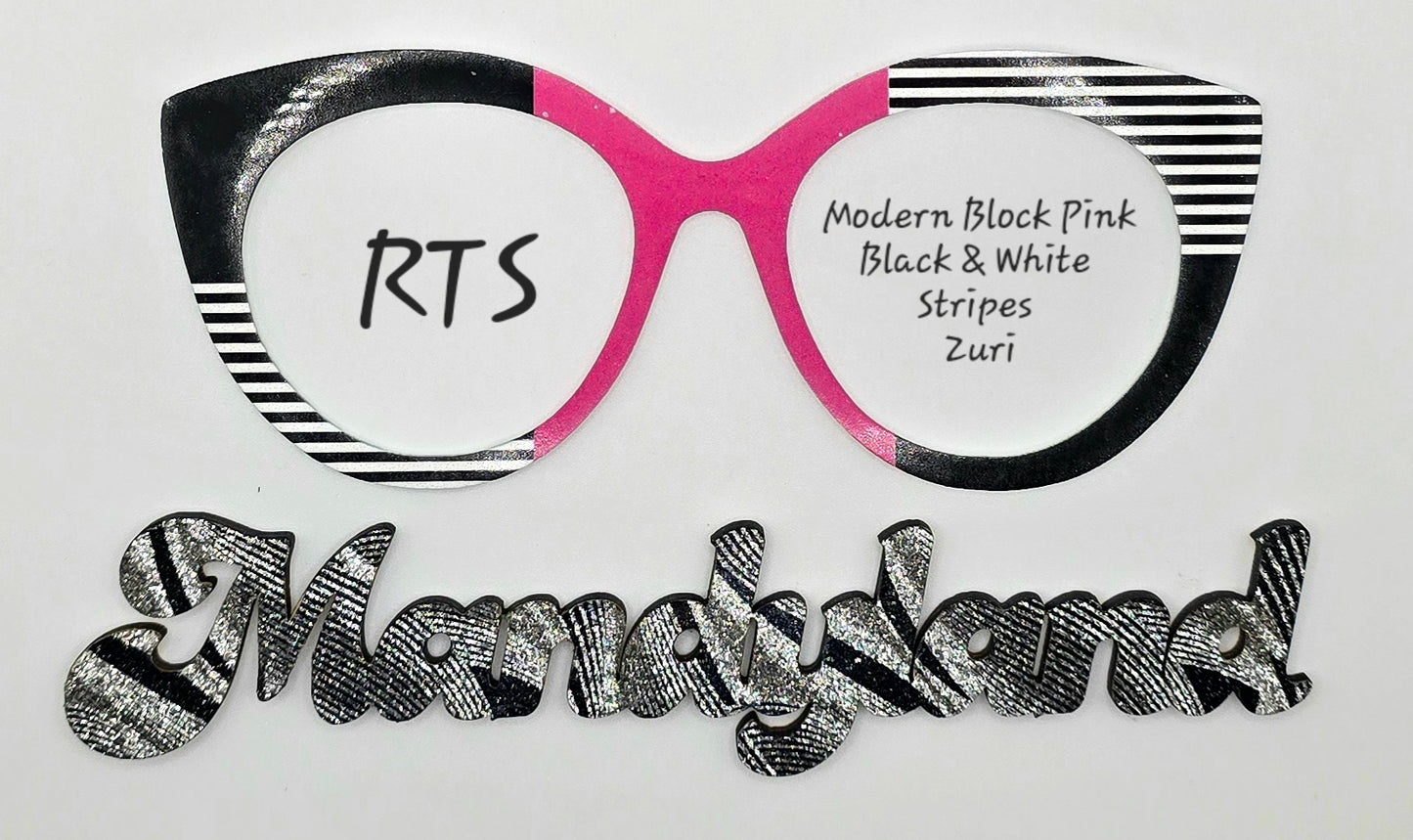 Modern Block Pink w/Black & White Stripes on Standard Zuri