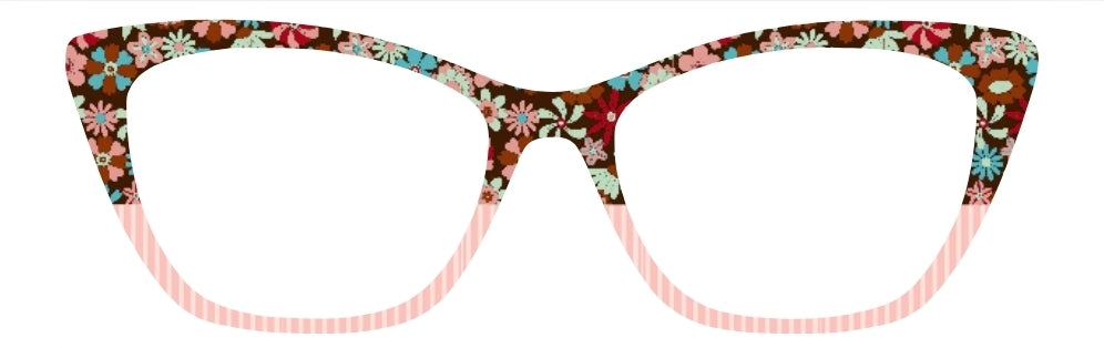 Boho Brown & Pink Flowers with Stripes