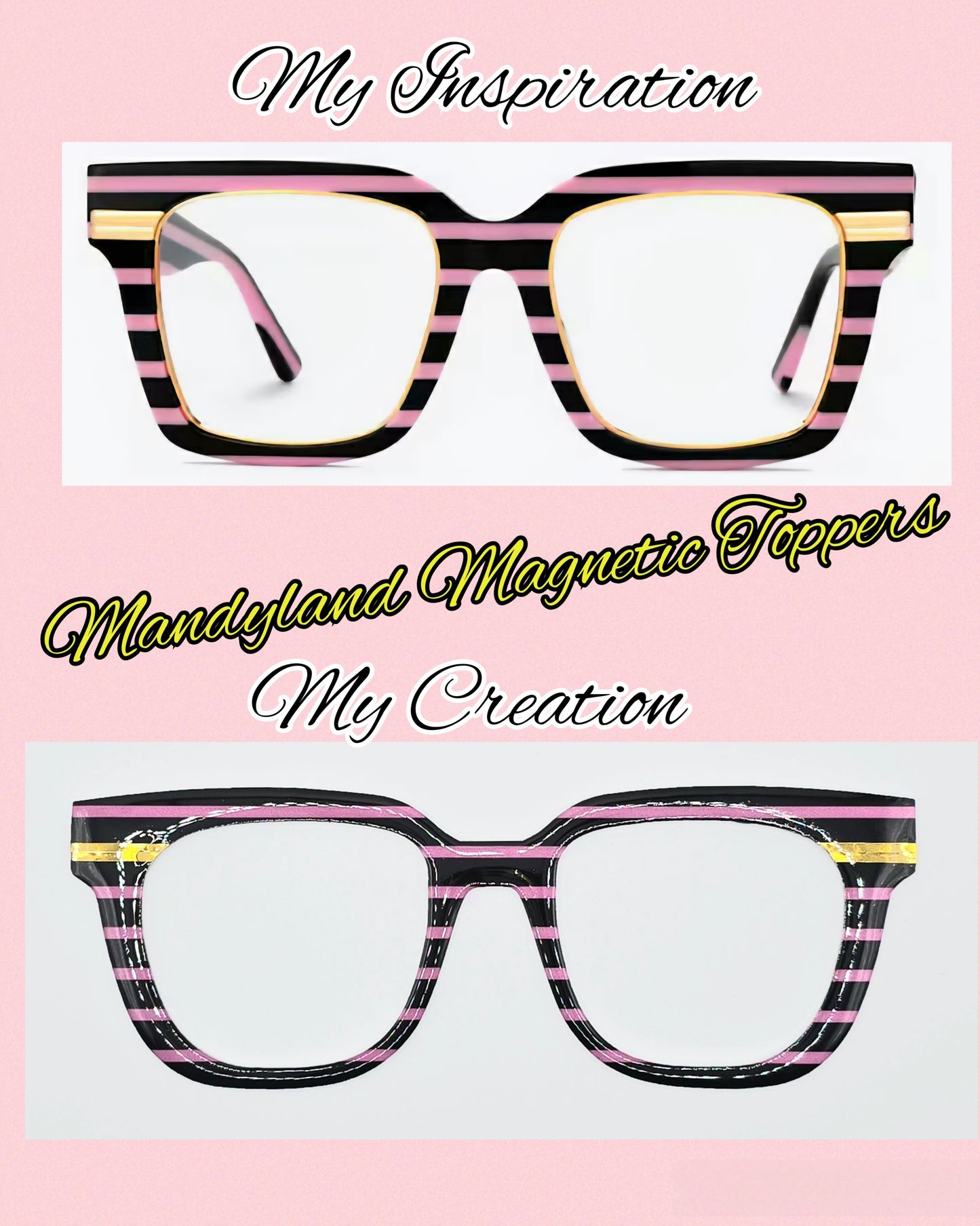 Pink & Black Stripes with Gold Bars