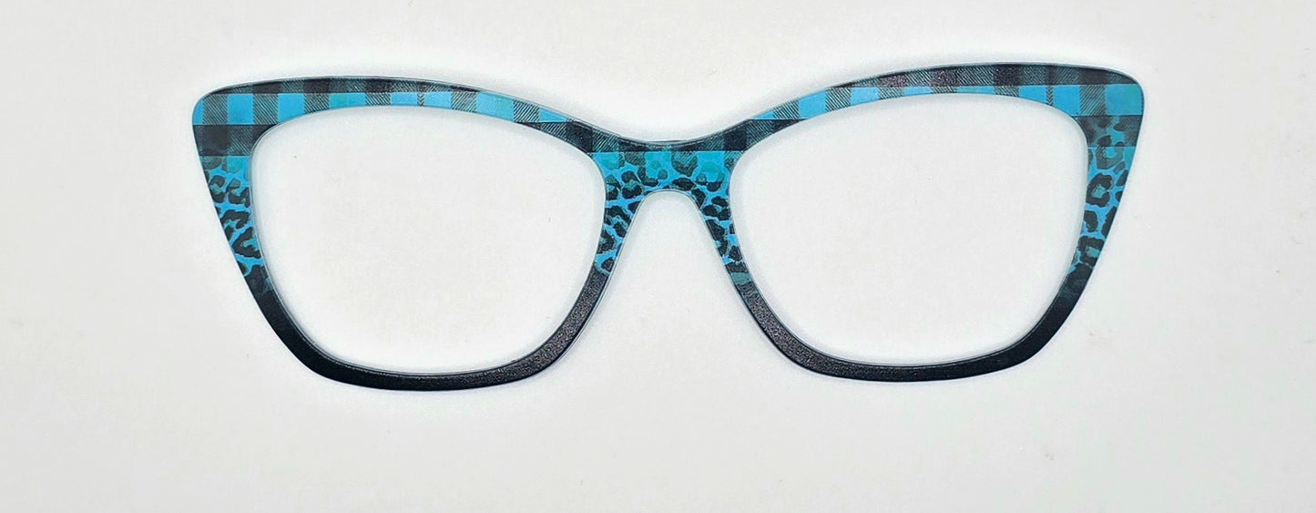 Destash Wanda Turquoise & Black Plaid Acrylic Topper