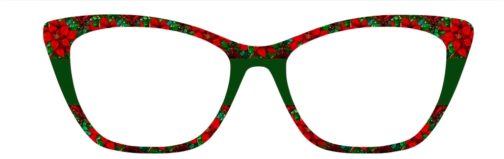 Christmas Poinsettia Stained Glass Green Center Stripe