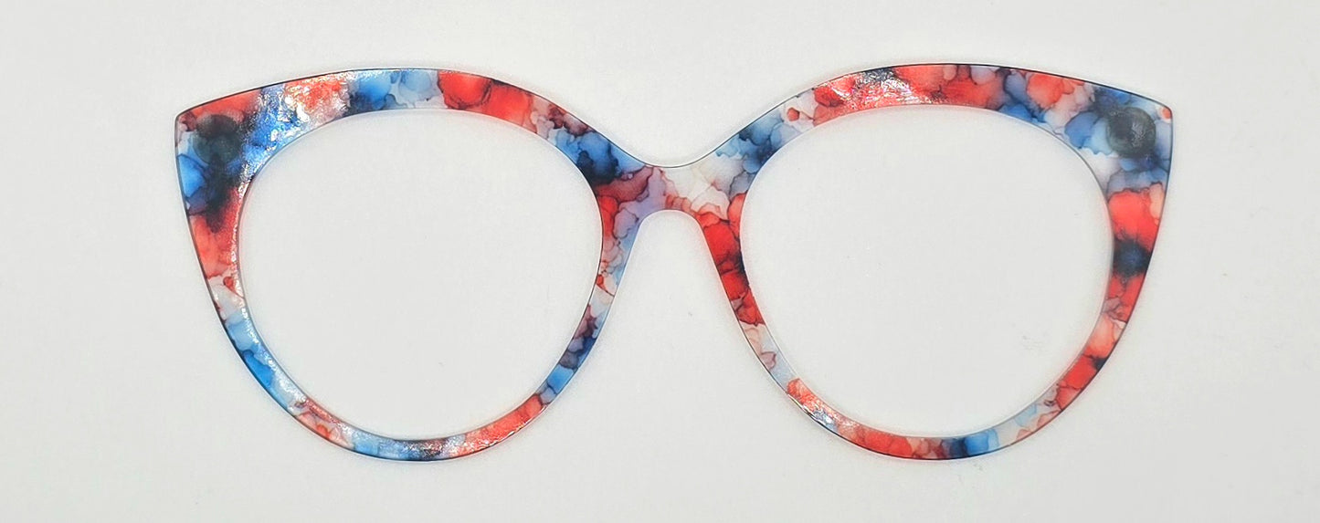 Destash Zuri Red, White & Blue Floral Translucent Acrylic