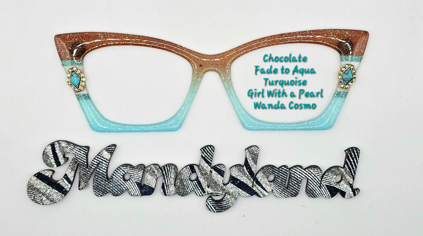 Chocolate & Fade to Aqua & Turquoise "Girl With A Pearl"
