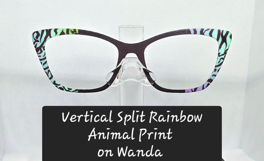 Multicolored Rainbow Animal Print with Black Vertical Split