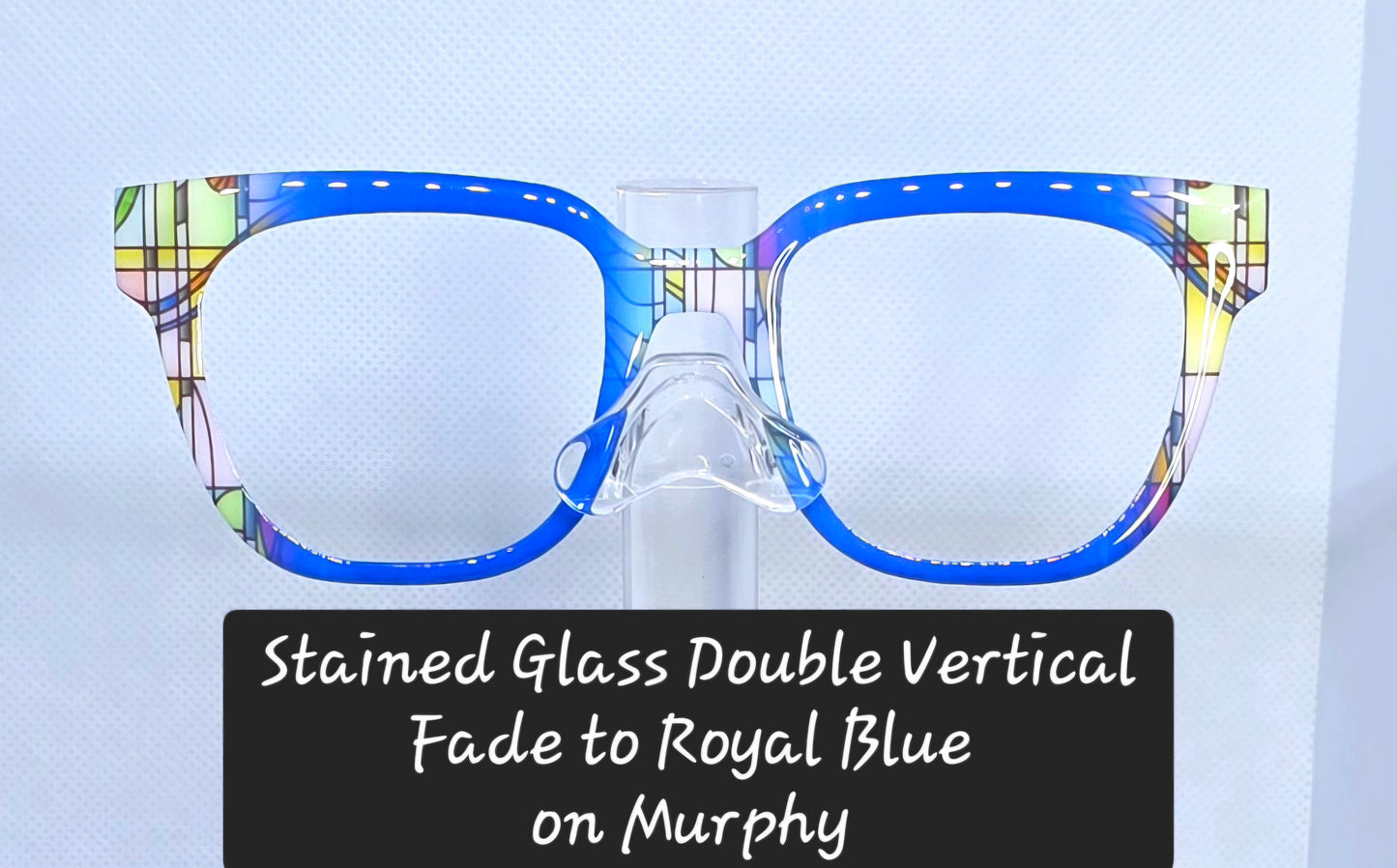 Stained Glass Double Vertical Fade to Royal Blue
