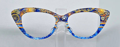Blue & Gold Steampunk with Gold Stripe Split with Tye Dye