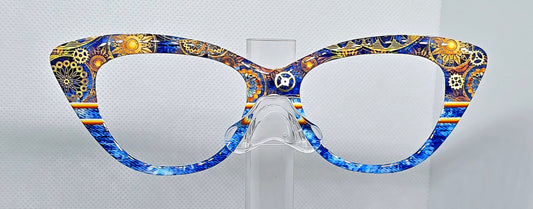 Blue & Gold Steampunk with Gold Stripe Split with Tye Dye