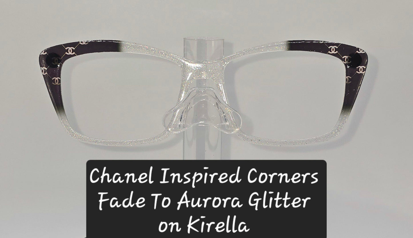 Chanel Inspired Corners Fade to Aurora Glitter
