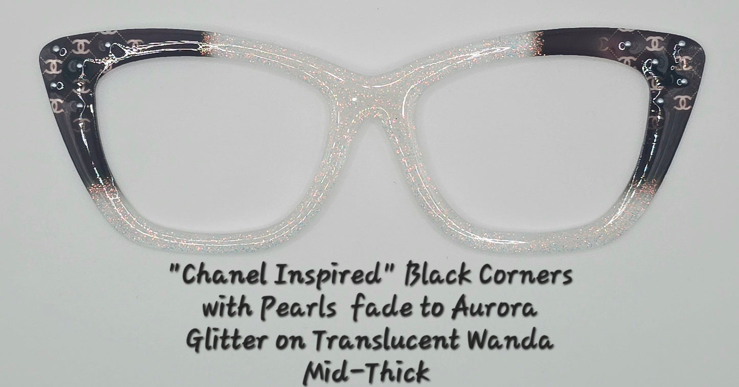 Chanel Inspired Corners Fade to Aurora Glitter
