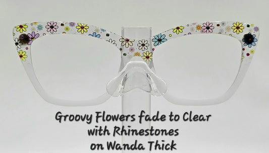 RTS Groovy Flowers with Rhinestones fade to Clear on Wanda Thick