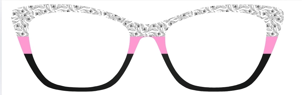 Black & White Flowers with Horizontal Color Block