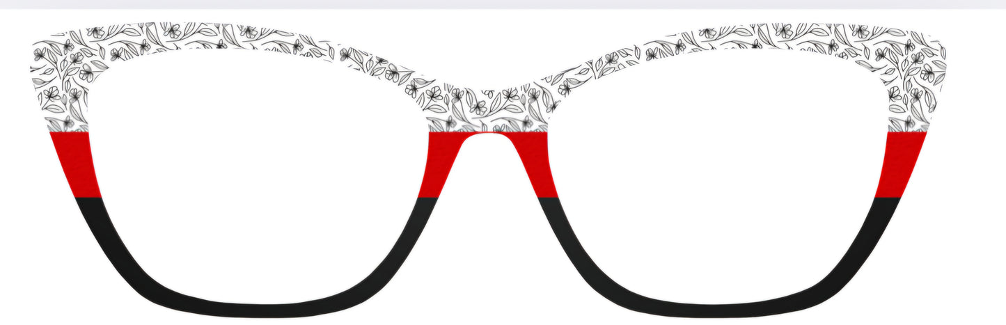 Black & White Flowers with Horizontal Color Block