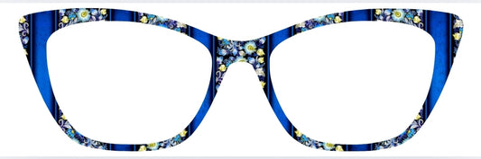 Black & Blue Floral Stripes