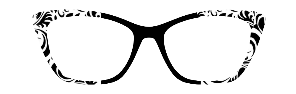 Black Vertical Split with White Filigree