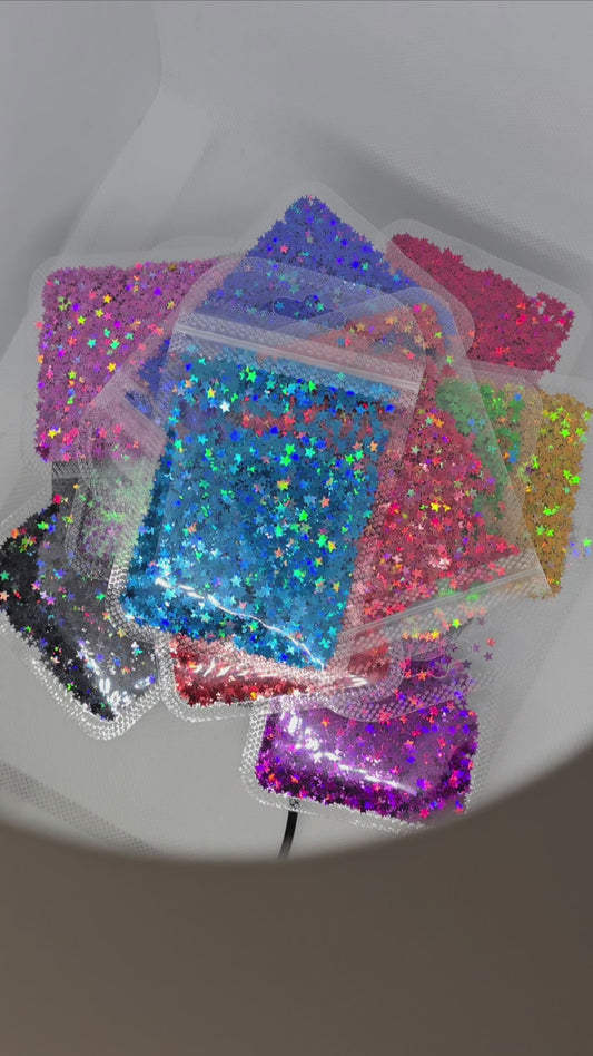 Holographic Falling Stars Fade to Fine Holographic Glitter                        Specialty Design
