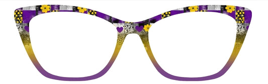 Purple Hearts & Yellow Daisies Horizontal Ombre