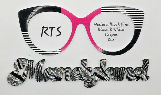 Modern Block Pink w/Black & White Stripes on Standard Zuri