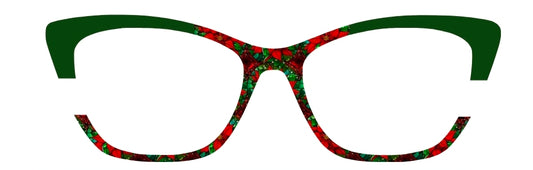 SJP Christmas Poinsettia Stained Glass/Green Corners