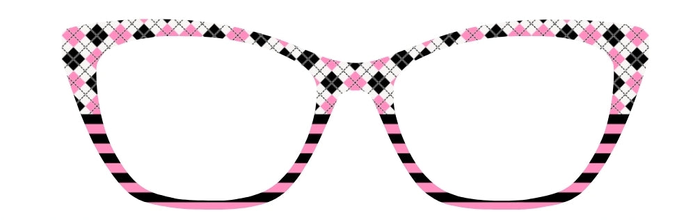 Pink & Black Argyle with Pink & Black Stripes