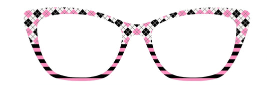 Pink & Black Argyle with Pink & Black Stripes