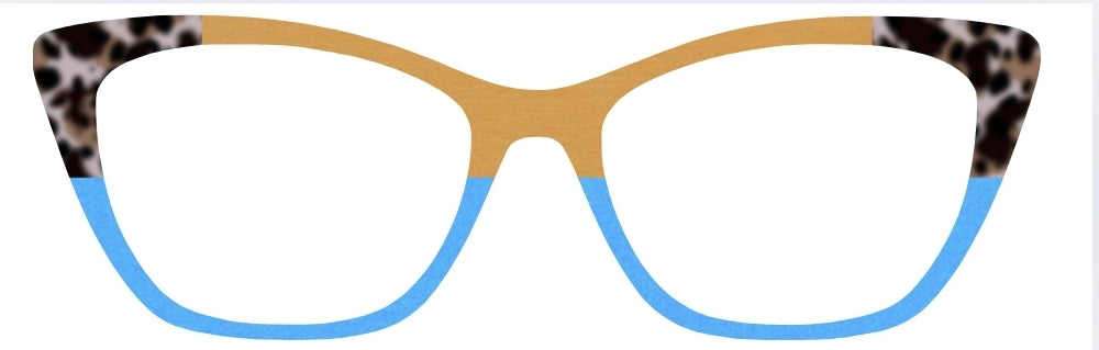 Leopard Tort Corners Camel/Blue Split (Semi-Translucent)