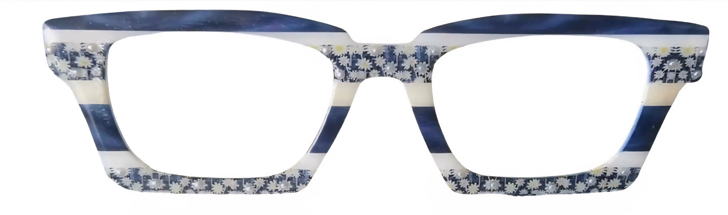 Dianna's Daisies & Denim Stripes (shown with Resin, Glitter & Pearl Embellishments)