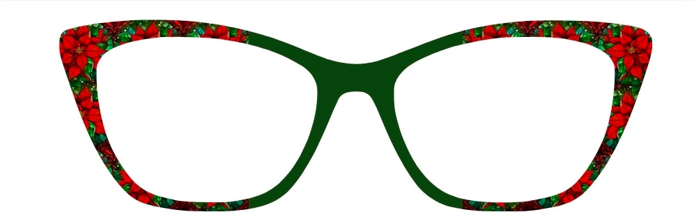 April's Poinsettia Stained Glass Green Vertical Split