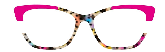 SJP Speckled Tort/Hot Pink Corners (Semi-Translucent)