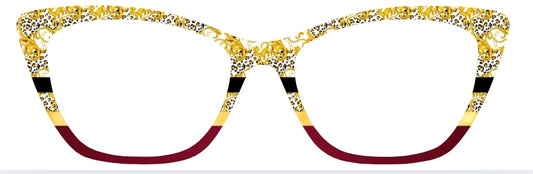 Gold Filagree Cheetah "Dior Inspired" with Black, Gold and Burgundy